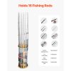Fishing Rod Holders for 16 Fishing Poles, Wood Round Fishing Rods Rack for Garage Organization and Storage, Floor Stand Space-Saving Equipment