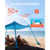 Beach Tent Sun Shelter, UPF50+ Sun Protection, 6.6 ft Tall, 10x10 ft, Easy Pop Up Beach Canopy with 4 Sandbags, Stability Poles, Sand Shovels