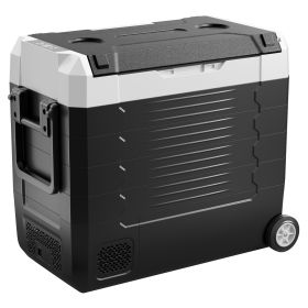Car Refrigerator, DC 12/24V AC100-240V Compressor Electric Cooler, -4��F to 68��F Truck Refrigerator with APP Control, Wheels & Dual Zone (specification: 55 L)